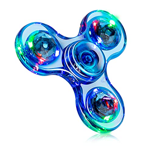Fidget Spinner, Thanksgiving Christmas Led Light Crystal Finger Toy, Hand Spinner for Kids, ADHD Anxiety Stress Reducer(Dark Blue)