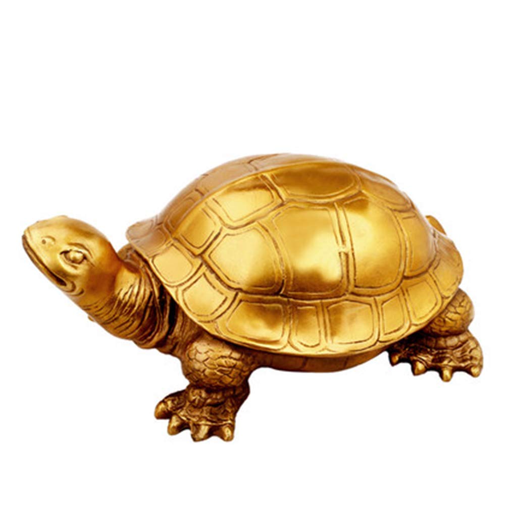 SnamicE Ornaments Chinese Handmade Brass Turtle Statues Home Decorative Ornament Collectible Longevity Turtle Figurine Money Turtle Attract Wealth and Good Luck Sc,