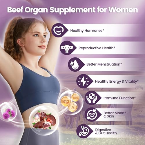 Image of VivoNu Beef Organ Supplement for Women, 400 Day Supply, 11000mg per Serving Beef Organs with Bovine Liver, Ovary, Uterus, Kidney, Heart, Bone & More, 100% Grass Fed, Balance Hormones, Energy