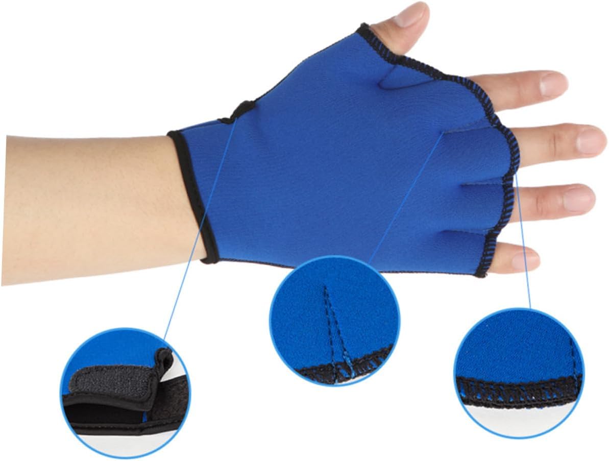 Webbed Paddle Swim Gloves Size L Blue, Aquatic Fit Training Gloves for Swimming Exercise and Pool Workout