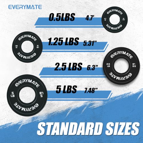 Image of EVERYMATE Change Weight Plates 1.25LB 2.5LB 5LB Set Fractional Olympic Bumper Plates for Cross Training Steel Insert Strength Training
