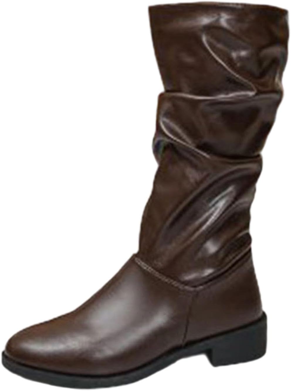 Wide Slouchy Wide Calf Boots for Lady:Fashion Basic Solid Color Cargo Booties Pull on Winter Warm Footwear Shoes