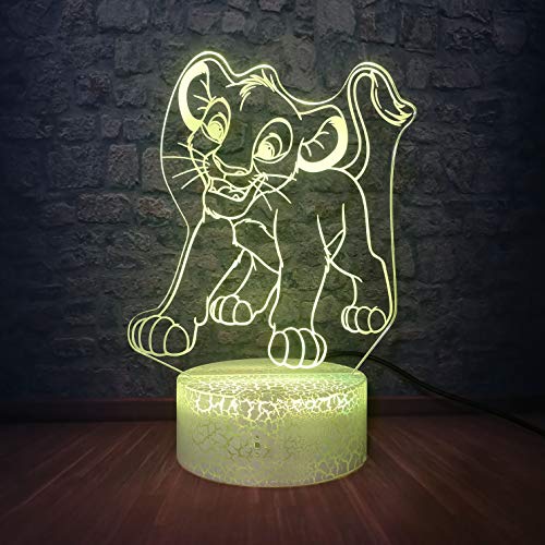 Colyya Simba - Lámpara de noche infantil, diseño animado, lámpara LED de rey león, bonito bebé Gros gato bombilla 3D decoración de habitación infantil Cover
