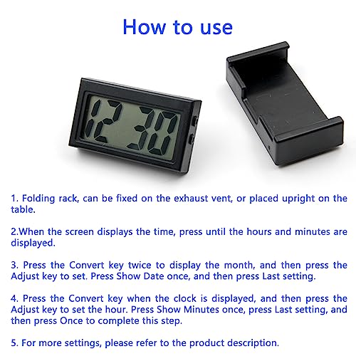 image for Sodcay 1 PC Mini Car Clock, Car Dashboard Digital Clock, with Clear LC