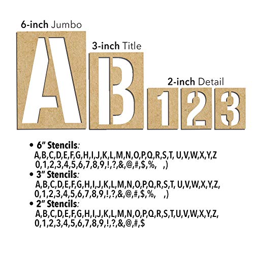 Artskills Letter And Number Paper Stencils For Craft Painting, 2", 3", And 6", 6-Pack #TOP2