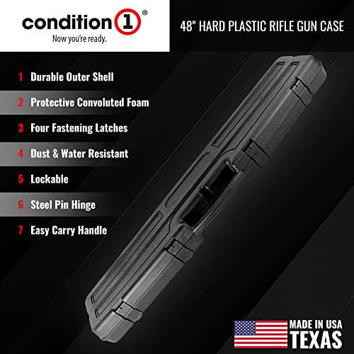 Condition 1 48" Single Scope Hard Plastic Rifle Case, Black - Scratch And Water Resistant - Made In Usa - 48.24" X 8.28" X 3.80" #TOP2