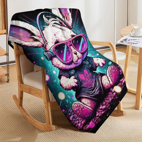 Couverture en flanelle super douce plaid chaud lapin 130x180