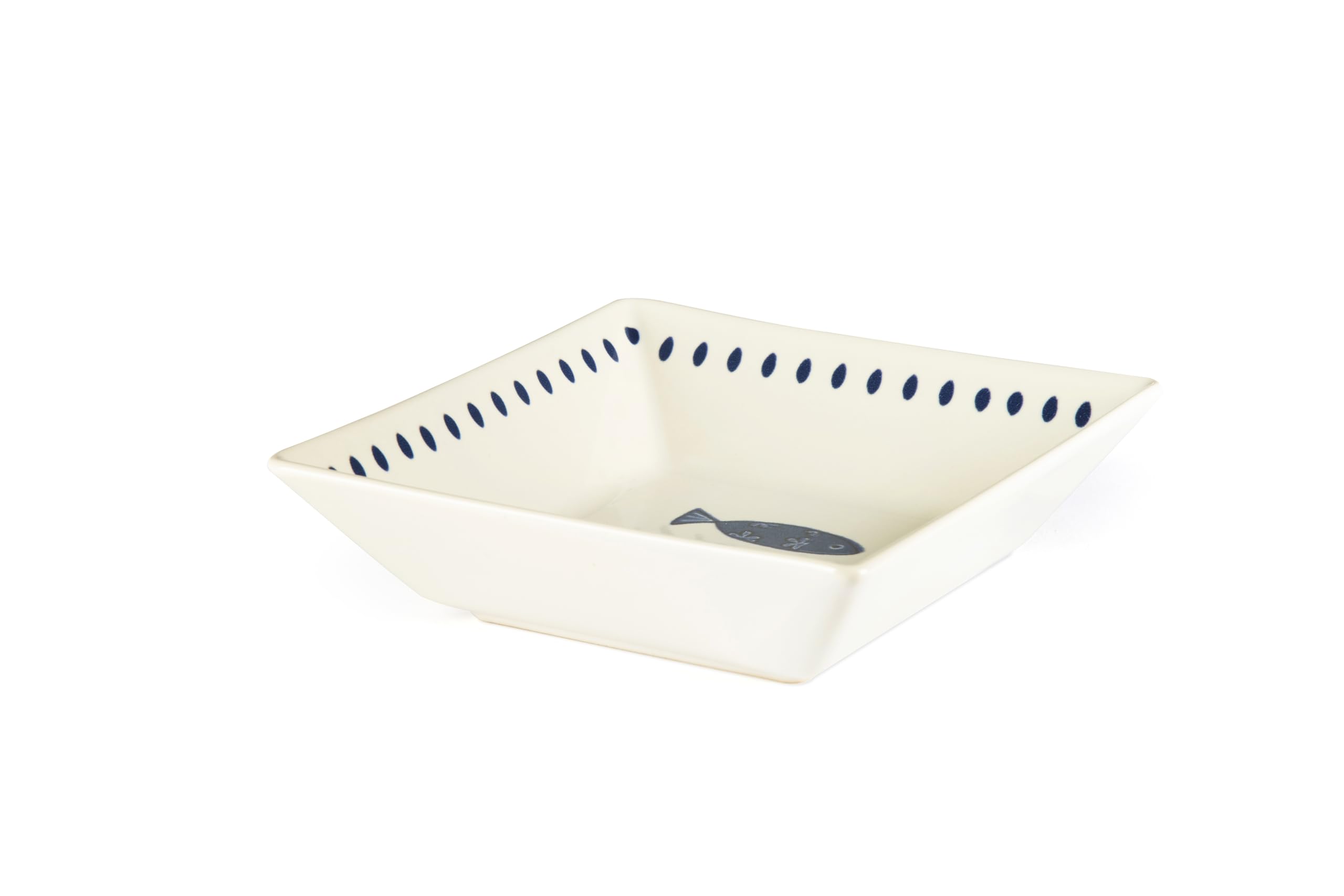 Excelsa Ocean 18 sztuk kwadratowych naczyń ceramicznych, niebieski wzór ryby