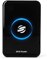 Ajfwm Metal Case RFID Reader R15DC-B: Dual 125KHz/13.56MHz Long Range 80mm EM4100 TK4100 NFC ID/IC Card Scanner - Plug & Play USB