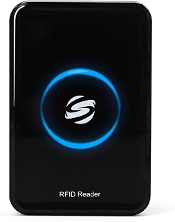 Ajfwm Metal Case RFID Reader R15DC-B: Dual 125KHz/13.56MHz Long Range 80mm EM4100 TK4100 NFC ID/IC Card Scanner - Plug & Play USB