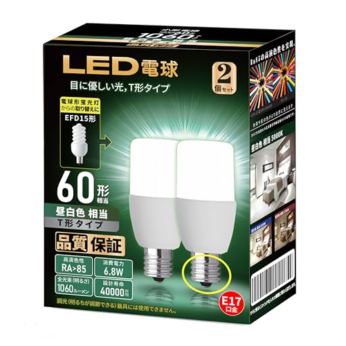 T`^Cv LEDd a17mm d60WE100W`(6.8W) F 1060lm T`^Cv Ή fMގ{HΉ PSEF 2Zbg(F)
