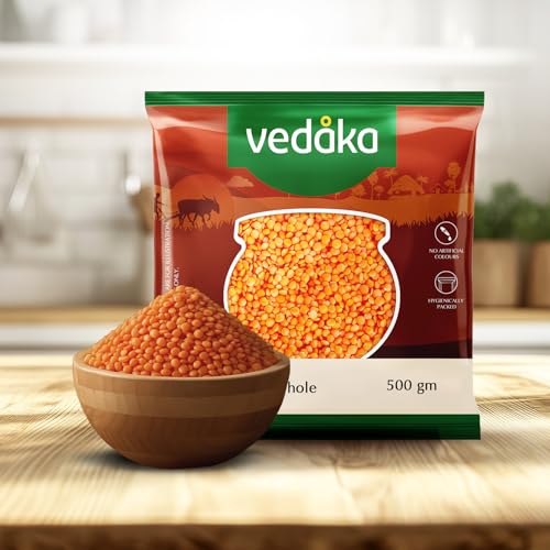 Image of Amazon Brand - Vedaka Unpolished Red Masoor Dal | Whole | 500 G | Premium Masoor Dal