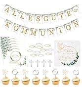 Kommunion Deko, Servietten Taufdeko Schön, dass du da bist, Gold Silber Konfetti Fisch Taube Deko...