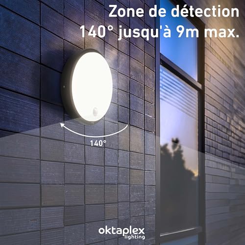 Applique extérieure avec détecteur Oktaplex Plato LED 3000K - 4