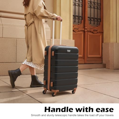 Image of Coolife 3 Piece Luggage Set Hardshell Suitcases with TSA Lock,Apricot White | 360 Spinner Wheels;YKK Zippers;Space-Saving Nested Design;Ergonomic Telescoping Handle