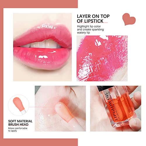Lip Oil Hydrating Tinted Lip Balm, Plump Lip Gloss Lip Care Transparent Toot Lip Oil Tinted, Glass Lip Glow Oil Fresh Texture & Non-Sticky, Nourishing Repairing Lightening Lip Lines Lip Care Products (012#) #TOP6
