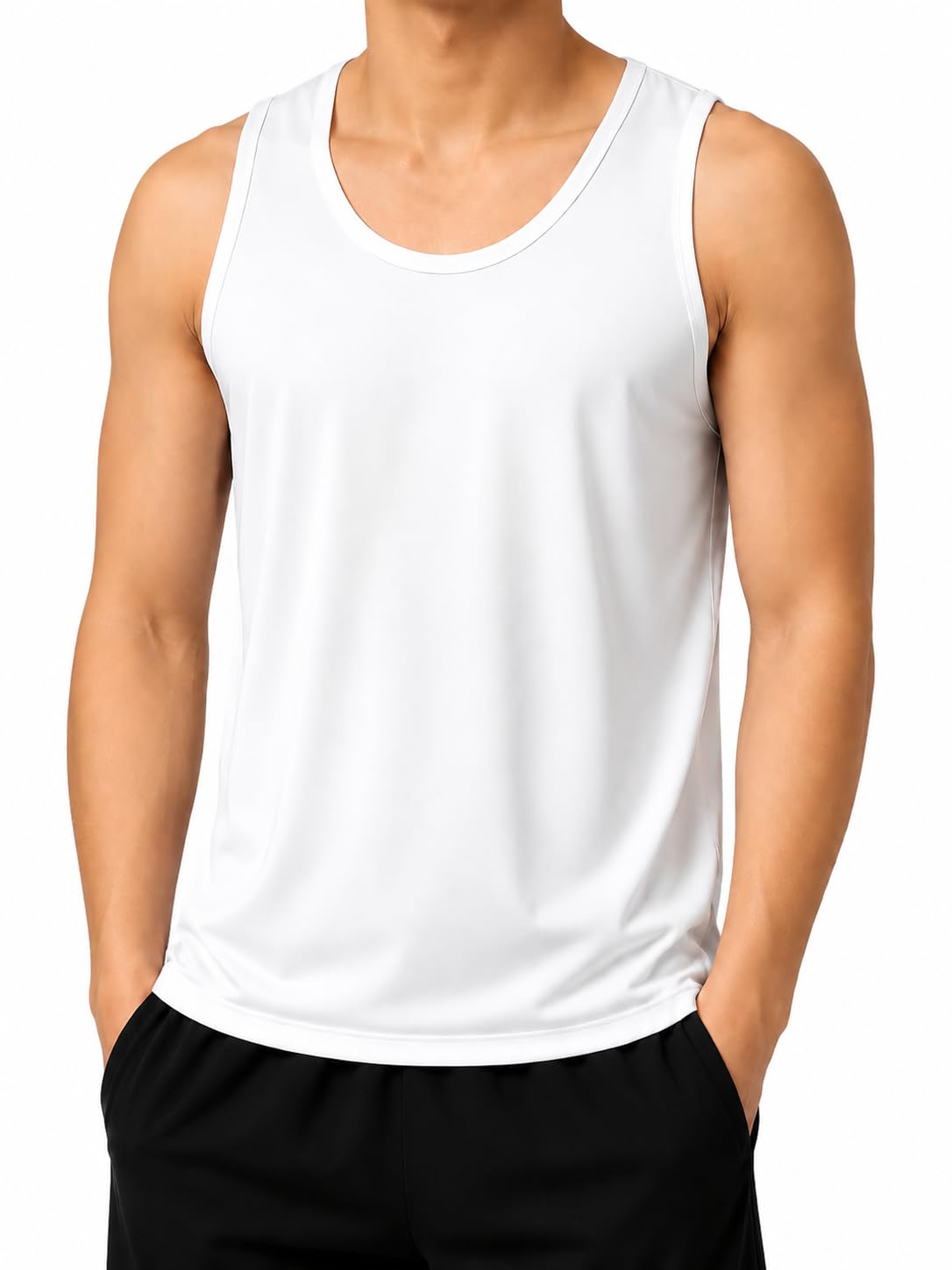 pepilio Men’s Nylon Sleeveless Gym Vest Tank Top | Breathable Lightweight Athletic Workout Wear-picture-46