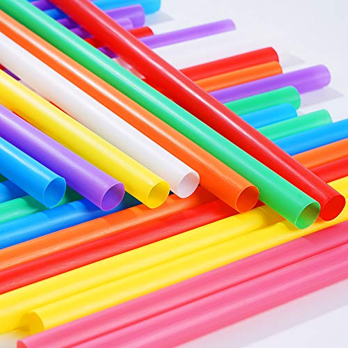 Cvndkn 200 Pcs Jumbo Smoothie Straws, Colorful Disposable Plastic Large Wide-Mouthed Milkshake Straw thumb #1