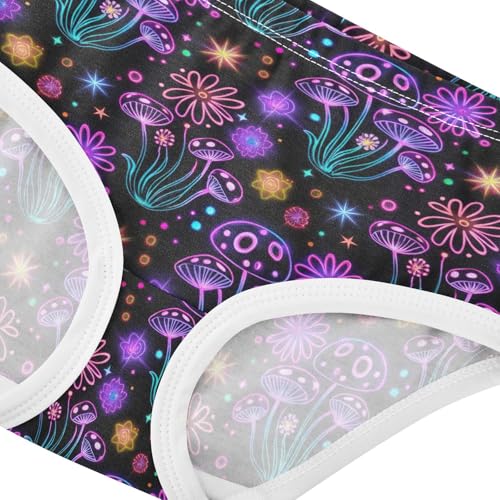 Joisal Toddlers Underwear Floral 2t Cotton Cute Panties Girl Fancy Kids Undies Briefs Neon Colorful Mushrooms Black4