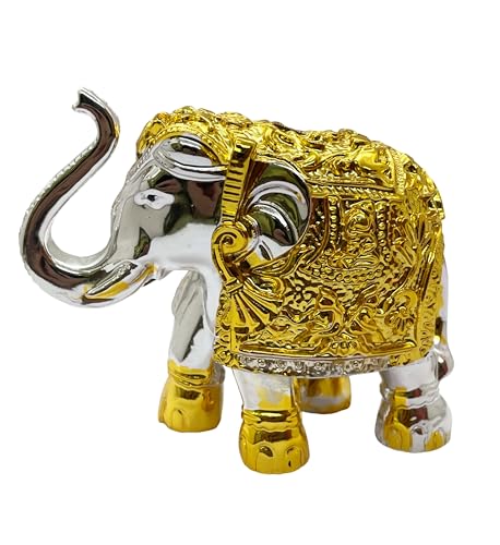 Image of Exclusive Fengshui Polyresin Elephant with Trunk Up with Ingots & Coins for Wealth Good Luck & Fortune. (ES-3528)