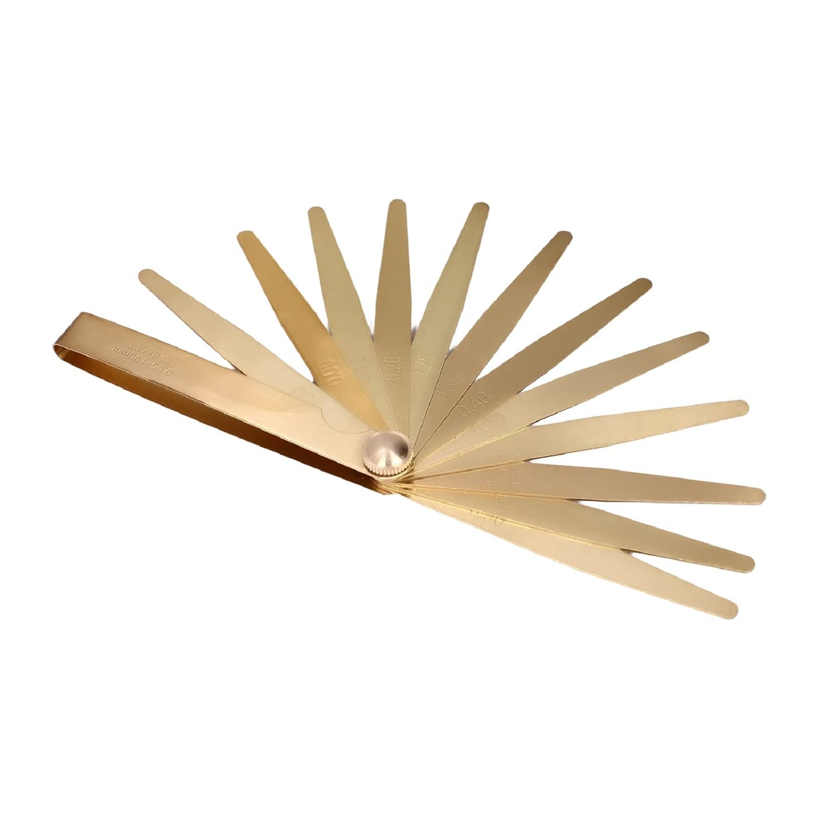 Utoolmart Metric Feeler Gauge, Brass Sheet Gap Measure Tool, Measuring Range 0.05-1.0mm, 100mm/3.9-inch Length with 13 Blades