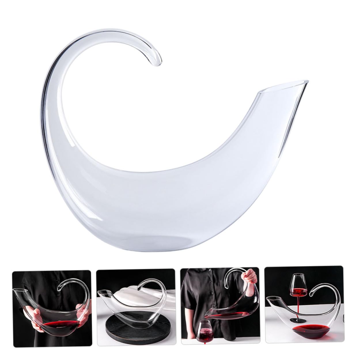 Happyyami Eleganter Weindekanter aus Glas mit Kreativem Design zur Geschmacksverbesserung Feine Verarbeitung und Praktischem Ausgießer für Stilvollen Hausgebrauch