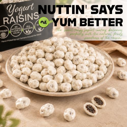 Image of NUT CRAVINGS - Yogurt Covered Raisins (32oz, 2 LB) Sweet Healthy Snack, Vegan, Kosher, Resealable Bag