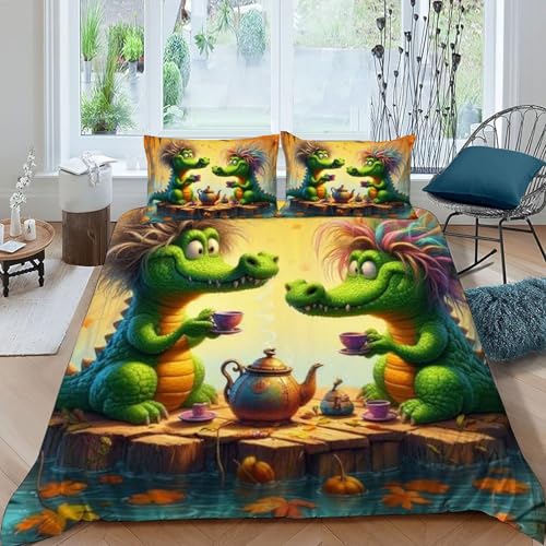 Housse de couette animaux imprimé 3D en microfibre douce et anti-plis - 3