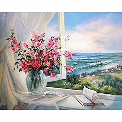 T-YIFUZX 5D DIY- Rejas de Ventana Pintura De Diamante Kit Full Drill Cristal Rhinestone Bordado de Diamantes para De Casa Salón O Dormitorio la Decoración 40x50cm