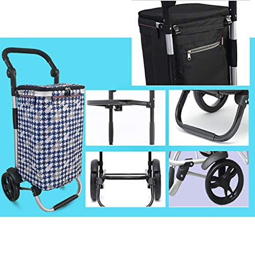 GJ-gwcd Zusammenklappbarer Einkaufskorb, tragbarer Einkaufskorb, leicht, Treppenkletterwagen, mit rollenden… – Bild 4