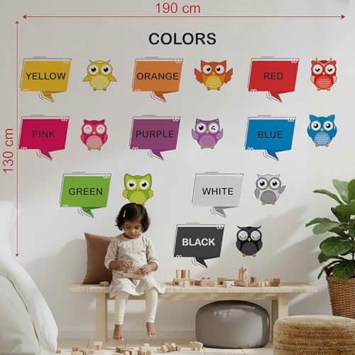 Image of StickMe 'Colours Names Cute Birds Color Baby Kids Learning Education Nursery Pre School Kinder Garden Colorful Wall Sticker'(Multi Colour, Vinyl) (Standard Large - 190 x 130 cm)