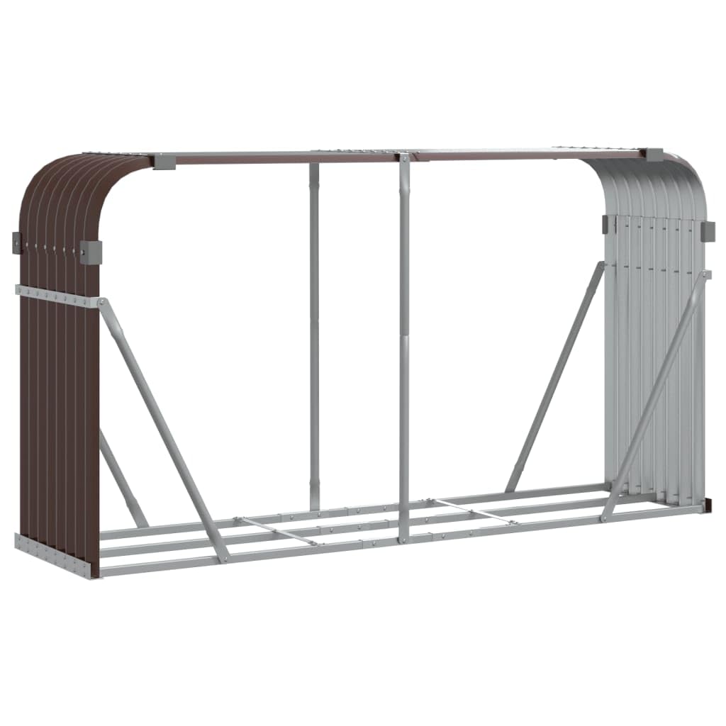 vidaXL Log Holder, Firewood Rack for Fireplace Storage Room, Log Store for Wood Burner Wrought, Wood Storage, Brown Galvanised Steel