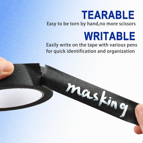 Image of 2 Pack Black Painters Tape - Black Masking Tape 1 Inch Wide - Multi-Surface, Smart Adhesion, Indoor & Outdoor - Paint Tape for DIY, Labeling, Art, Car, General Purpose - 180FT Total