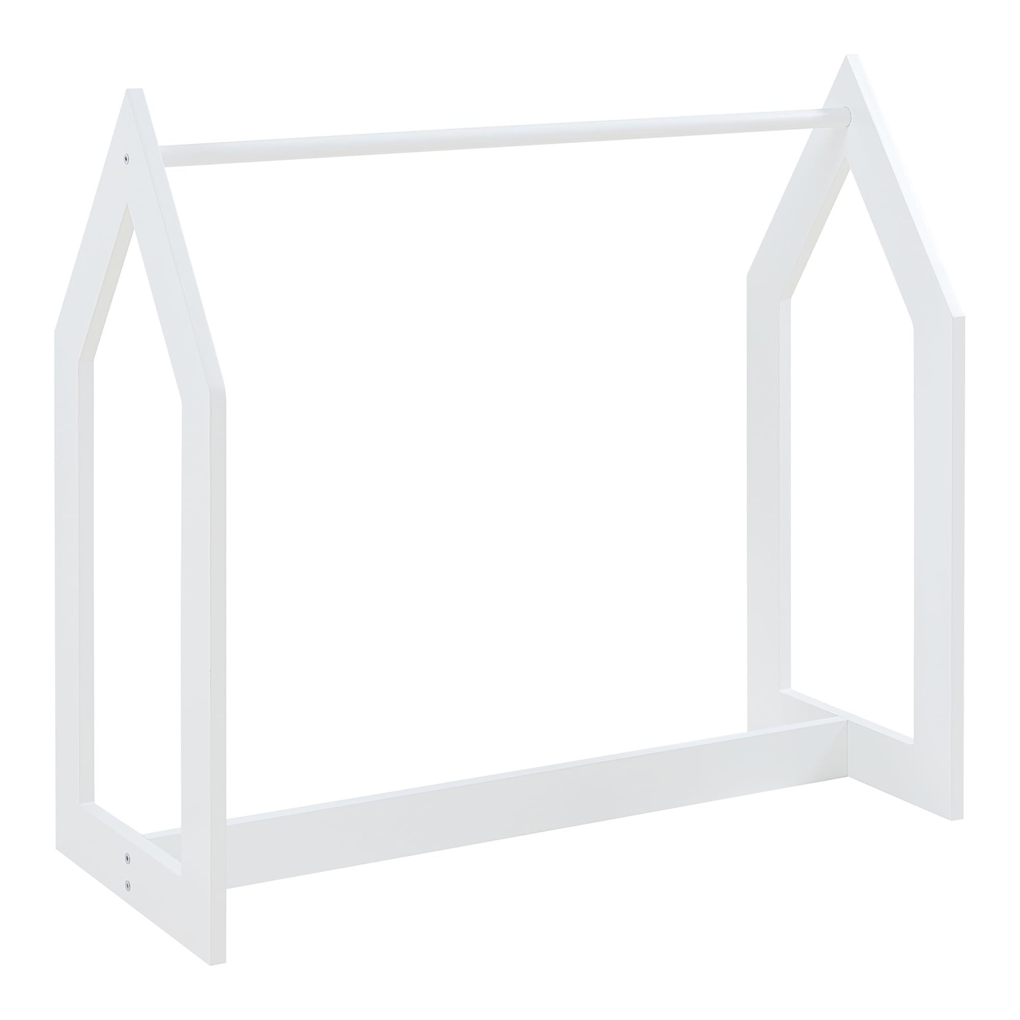 [en.casa] Portant à Vêtements pour Enfant Garde-Robe Ouvert avec Barre de Penderie Forme Cabane MDF 78 x 75 x 35 cm Blanc Effet Bois