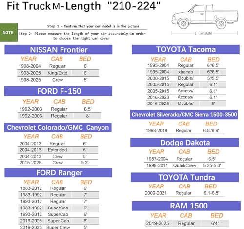 Image of Truck Cover Waterproof All Weather, Full Outdoor Pickup Rain UV Protection and durable, Fit for Toyota Tacoma, Ford Ranger, Chevrolet Colorado, N-issan Frontier ect(Fit Truck M-Length 210 to 224 inch)