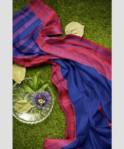 Image of eC ESHA'S COLLECTION Women's Cotton Blend Begumpuri Handloom Saree With Unstitched Running Blouse Piece