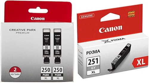 Miniatura 1 de Canon PGI-250XL - Cartuchos de tinta gris CLI-251XL de color negro Twin Pack y Canon compatibles con impresoras de la serie MG e IP