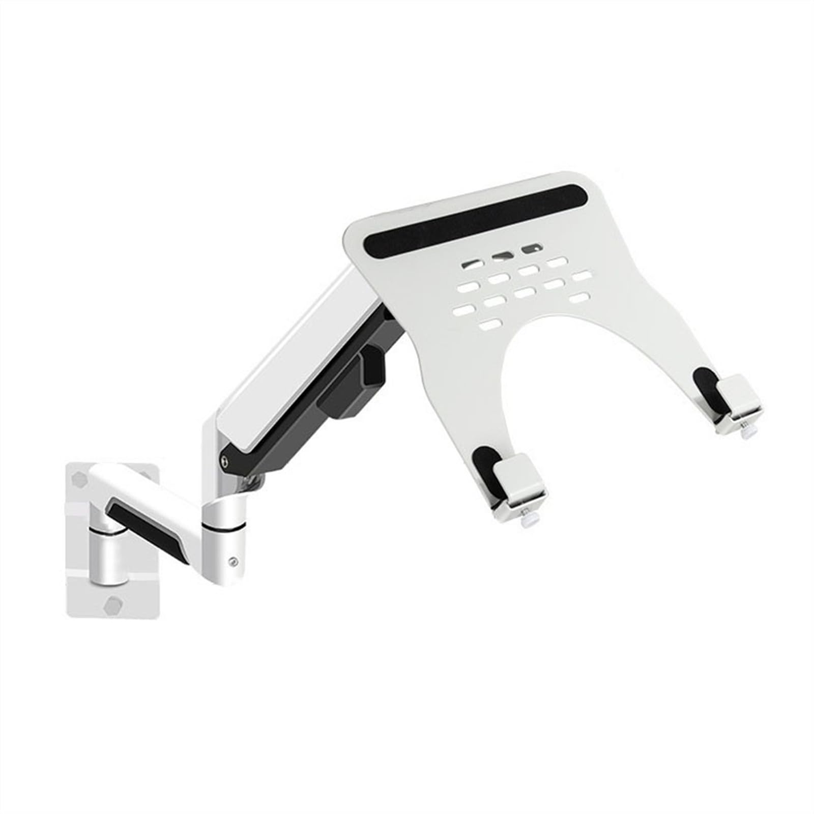 Aioneer Monitor Arm Wall Mount Monitor Arm With Laptop Tray, Aluminum Gas Spring Full Motion Laptop Mount Arm Fits Max 32 Inch, 19.8 Lbs Screens/ 10-17" Laptop Monitor Mount Arm-White