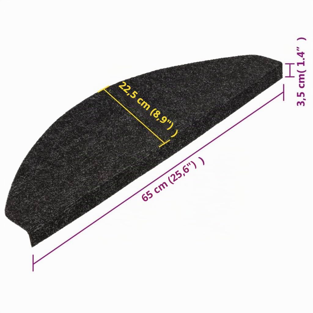 vidaXL Stufenmatten 15 STK., Treppenmatten für Treppenstufen, Treppenteppich Selbstklebend, Treppenstufenmatte Treppenschutz, 65x22,5x3,5cm Anthrazit