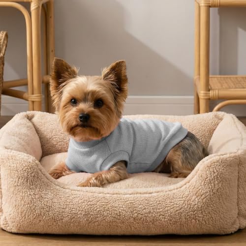 Image of 2 Pack Dog Shirt for Small Supplies Functional Waffle Dog Clothes Warm Soft Sweatshirt Outfit for Dogs Cats Pet Apparel