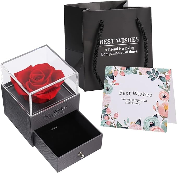 CRENTROVA Eternal Love Preserved Red Rose Gift Box with Drawer | Romantic Rose with Greeting Card & Gift Bag | Anniversary, Birthday, Valentine-image-39