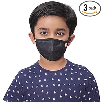 Wildcraft Kids Supermask W95 Plus Reusable Outdoor Respirator Mask with Neckband (Brown Camo, Small) - Pack of 3