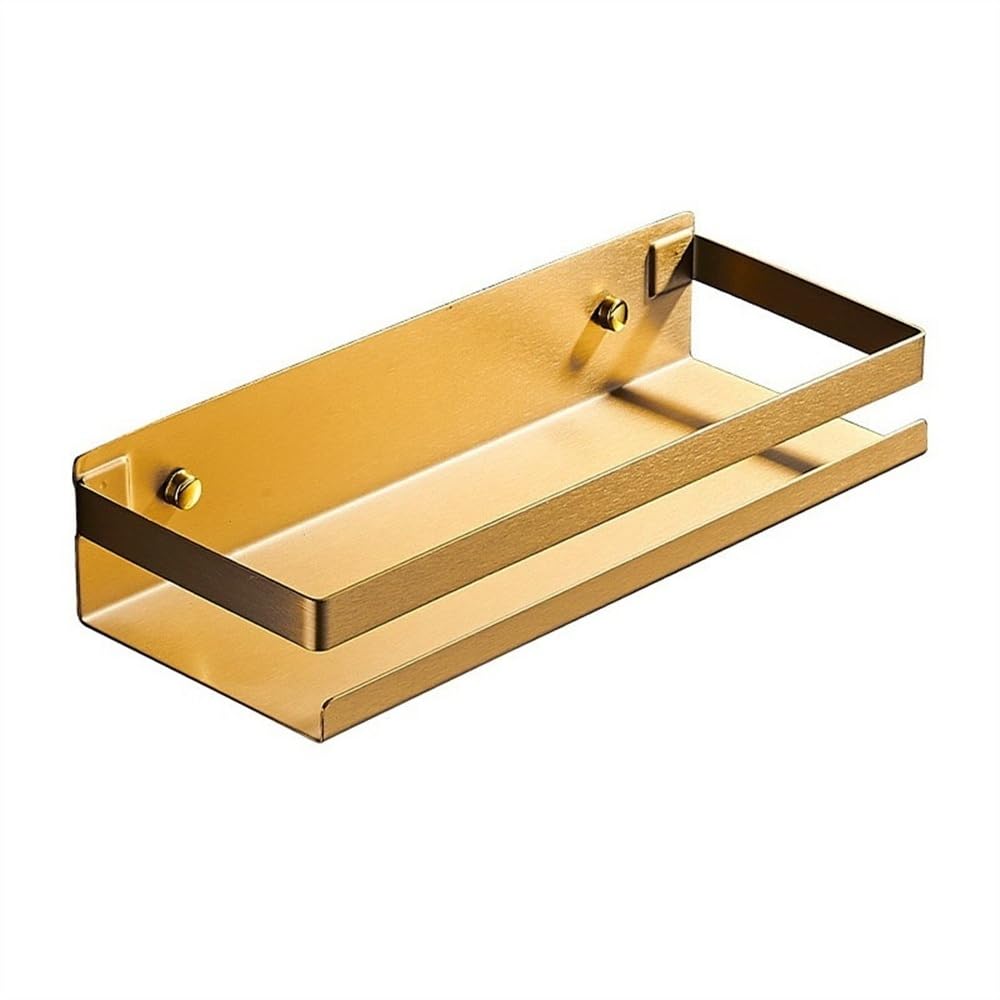 SDGBCXD Modern Wall-Mounted Shower Caddy, 30cm Rectangular Towel Storage Rack, Sleek Matt Finish Bathroom Accessories(Gold,30cm)