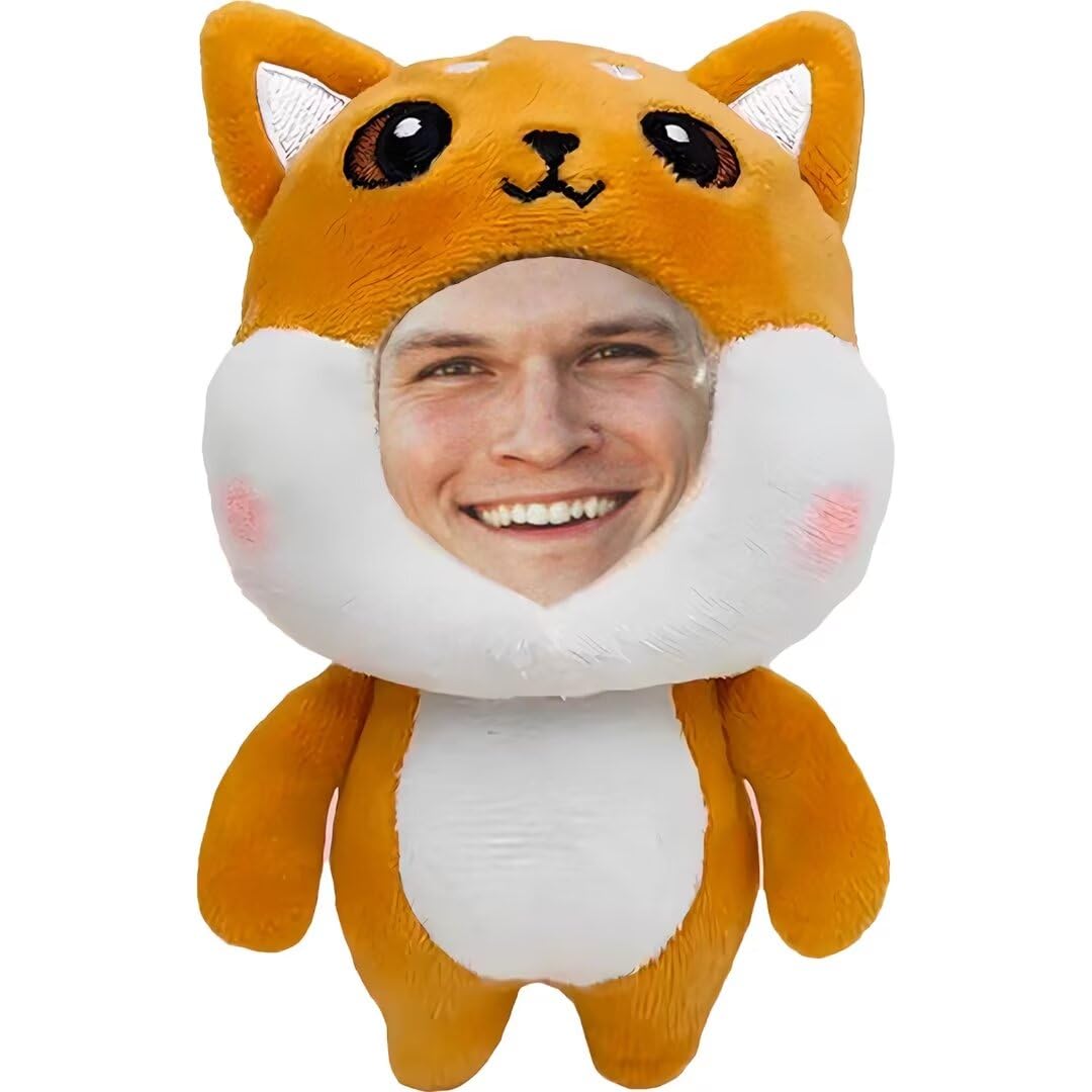 Peluche de perro personalizado Llavero- Juguete de peluche Shiba Inu personalizable, regalo con foto de tu cara,5 pulgadas