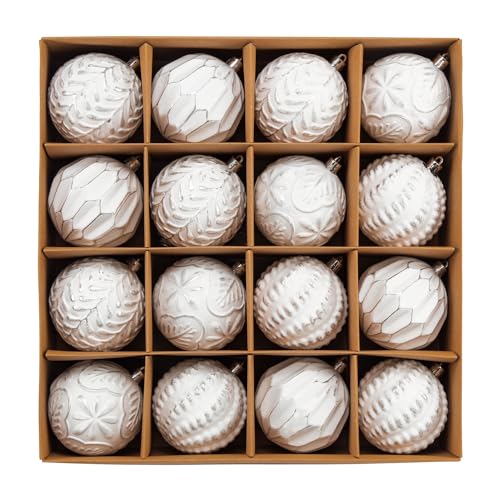 SVNVIOZ 16 Stück Weihnachtskugeln Set weiß, Christbaumkugeln...