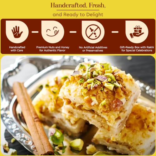 Image of ASHA SWEETS Baklava Assorted Sweets (Pack Of 10 X 100 Grams)| Made with Pure Ghee |Premium Perfect for Gifting and Snacking| Turkish Delight Made With Fresh Ingredients