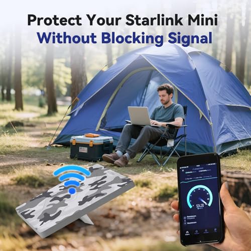 Image of Starlink Mini Protective Cover Case, Hailproof Liquid Silicone Protective Case for Starlink Mini Dish, Starlink Minis Accessories Waterproof Shockproof Portable (Camo)