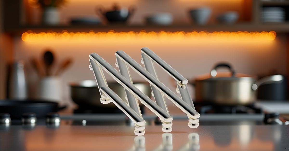 Topfuntersetzer Schere ausziehbar (bis 55 cm) | Premium Silber Plated versilbert | Top Verarbeitung