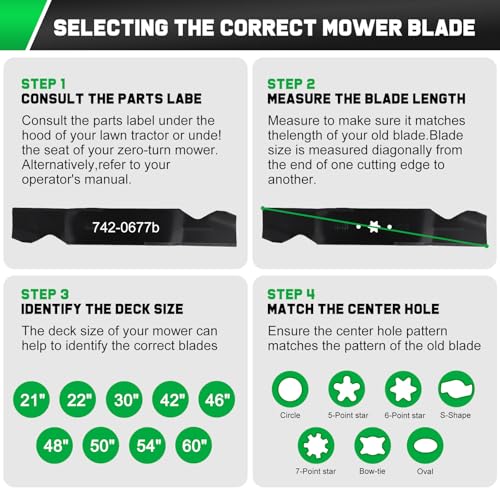 Image of Grasscool 942-0677B 54 inch Deck RZT54 Mower Mulching Blades Replacement | Fit Cub Cadet 1054 GT1554 GTX1054 SLT1554 LT1554 SLTX1054,Zero Turn Lawn Tractor Riding Lawnmower Yard,Bagger Sharp Cuts Mows