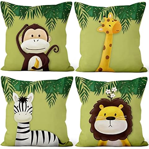 Aoihrraan Fundas de Cojines Decorativas de Animales 40x40cm Pack de 4 Cover